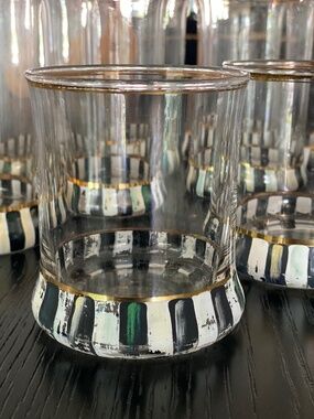 Mackenzie Childs water glasses !!!RUBBED OFF FINISH !!!!